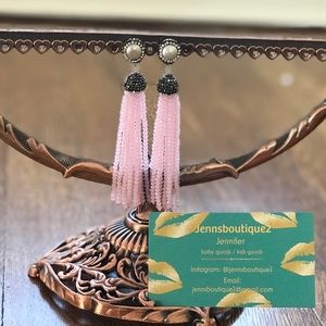 Light pink tassel beaded earrings
